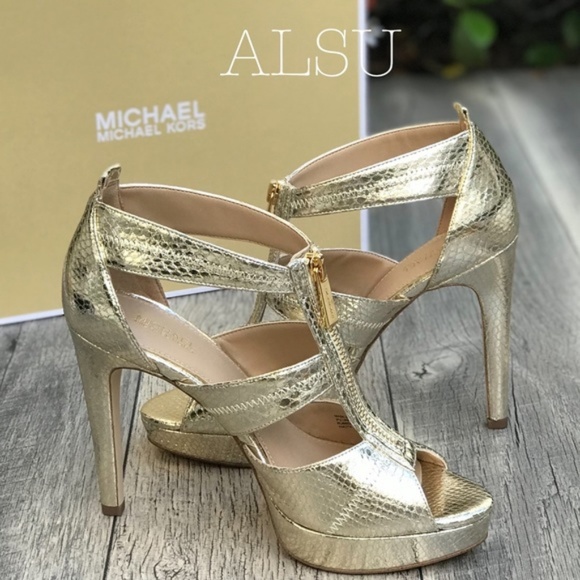 Michael Kors Damite Platform Embossed Pale Gold W - Picture 2 of 8